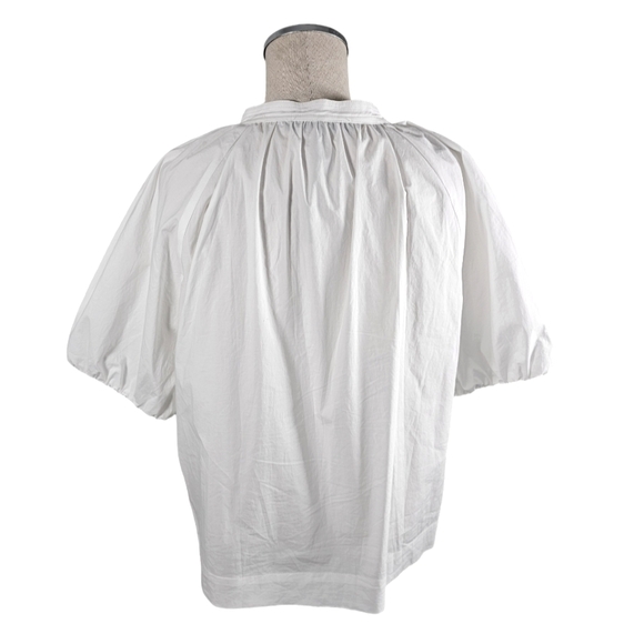 Marella Crop Oversized Cotton Puff Sleeve Blouse Size 4 - Picture 2 of 8